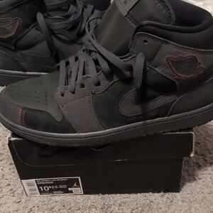 Jordan Black and Red High-Top Sneakers